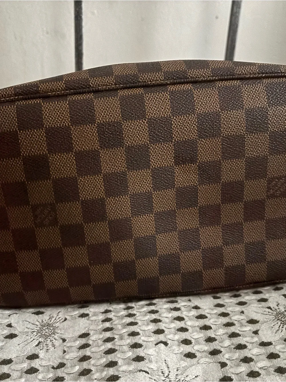 Louis Vuitton Damier Ebene Tote with Red Interior Trim